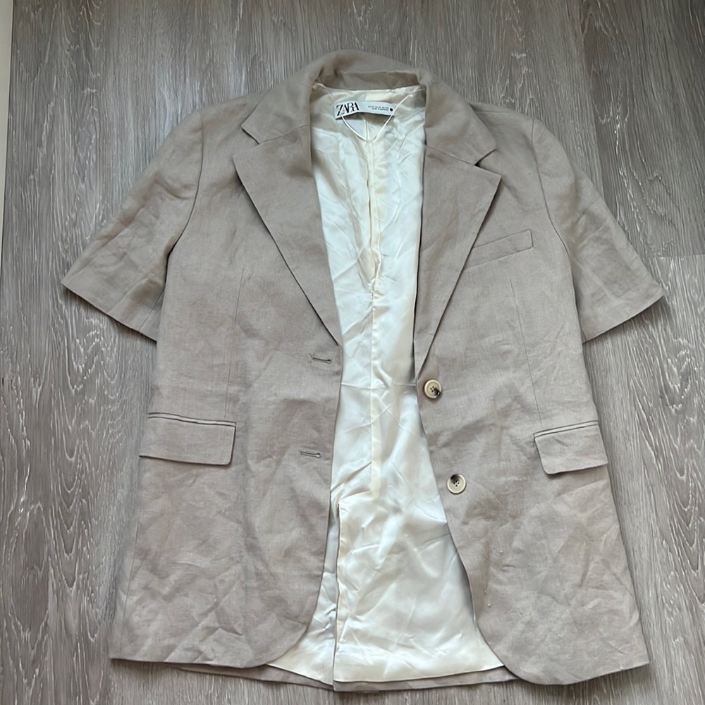 Zara linen short sleeve blazer - brand new!